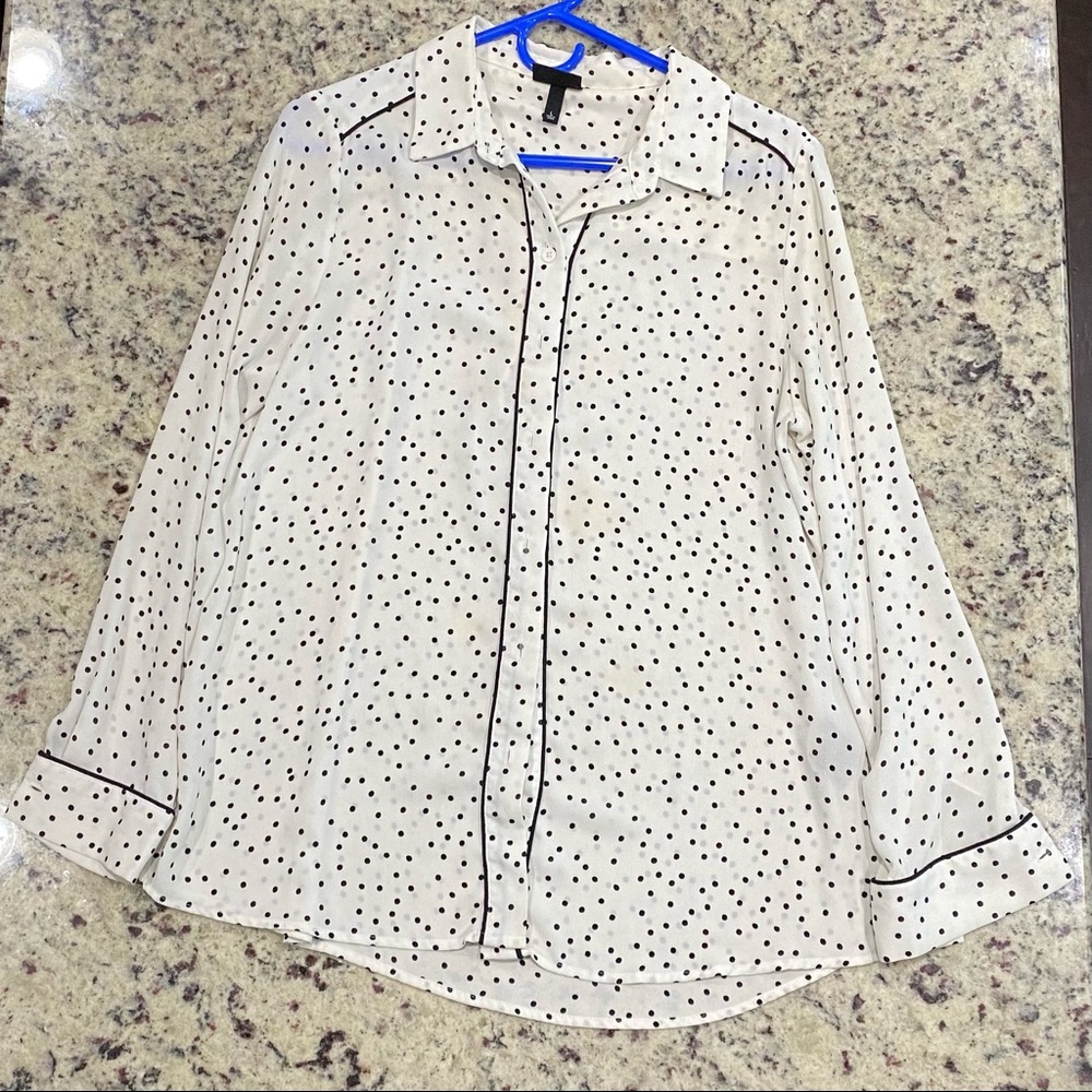 Black and white polka dot blouse